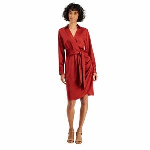Tahari ASL Red Wrap Dress Women's 8 Old Money Workwear Office Career Academia